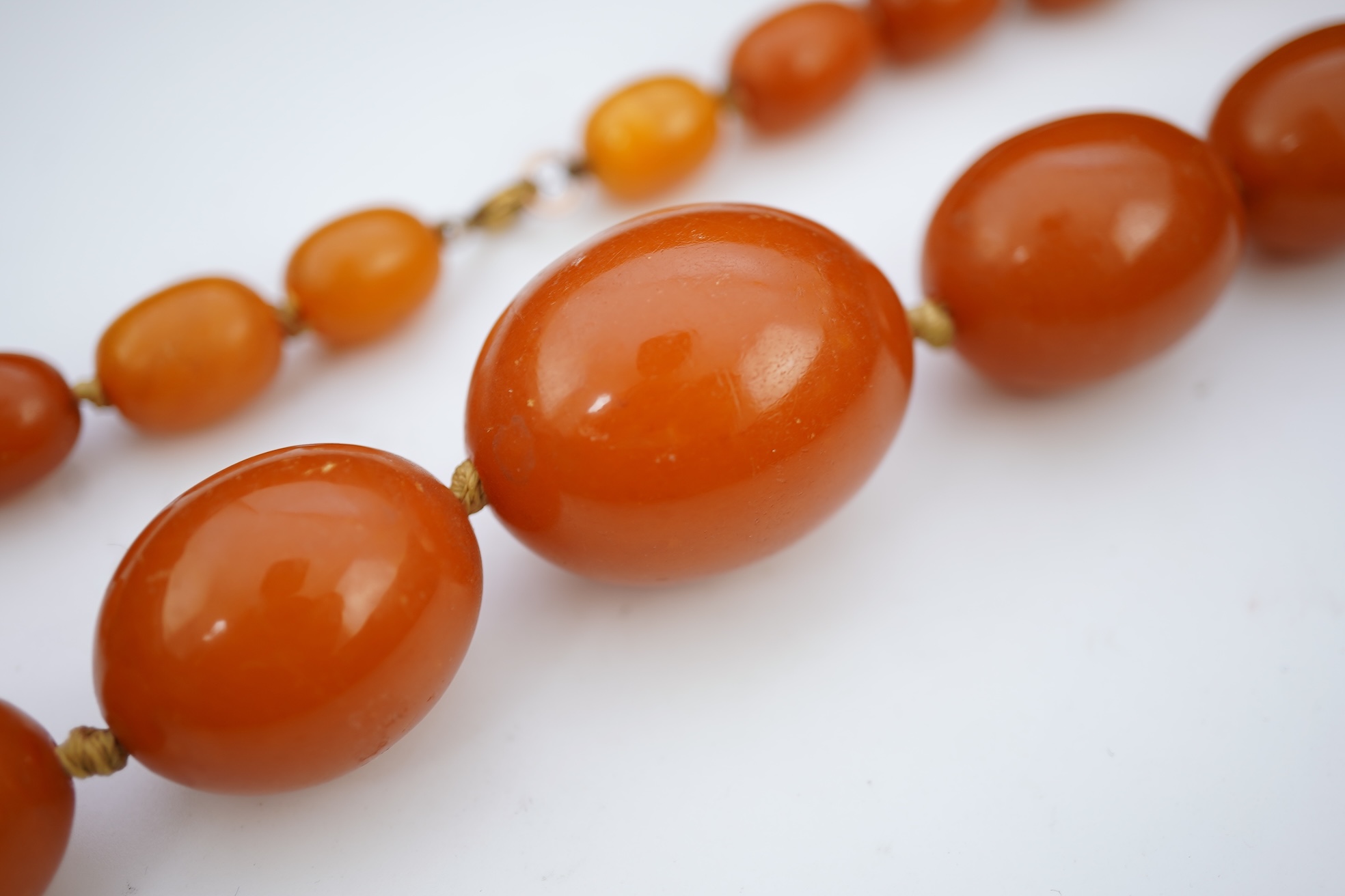 An amber bead necklace
